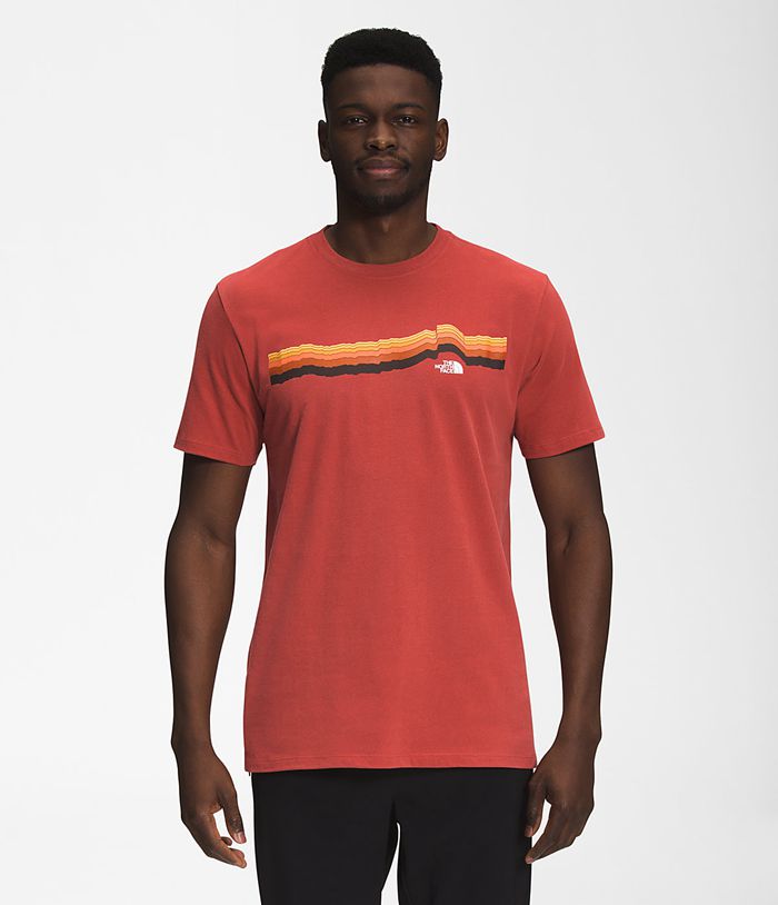 The North Face Mens T-Shirts Short Sleeve Tequila Sunrise 823QAKHRY - Red